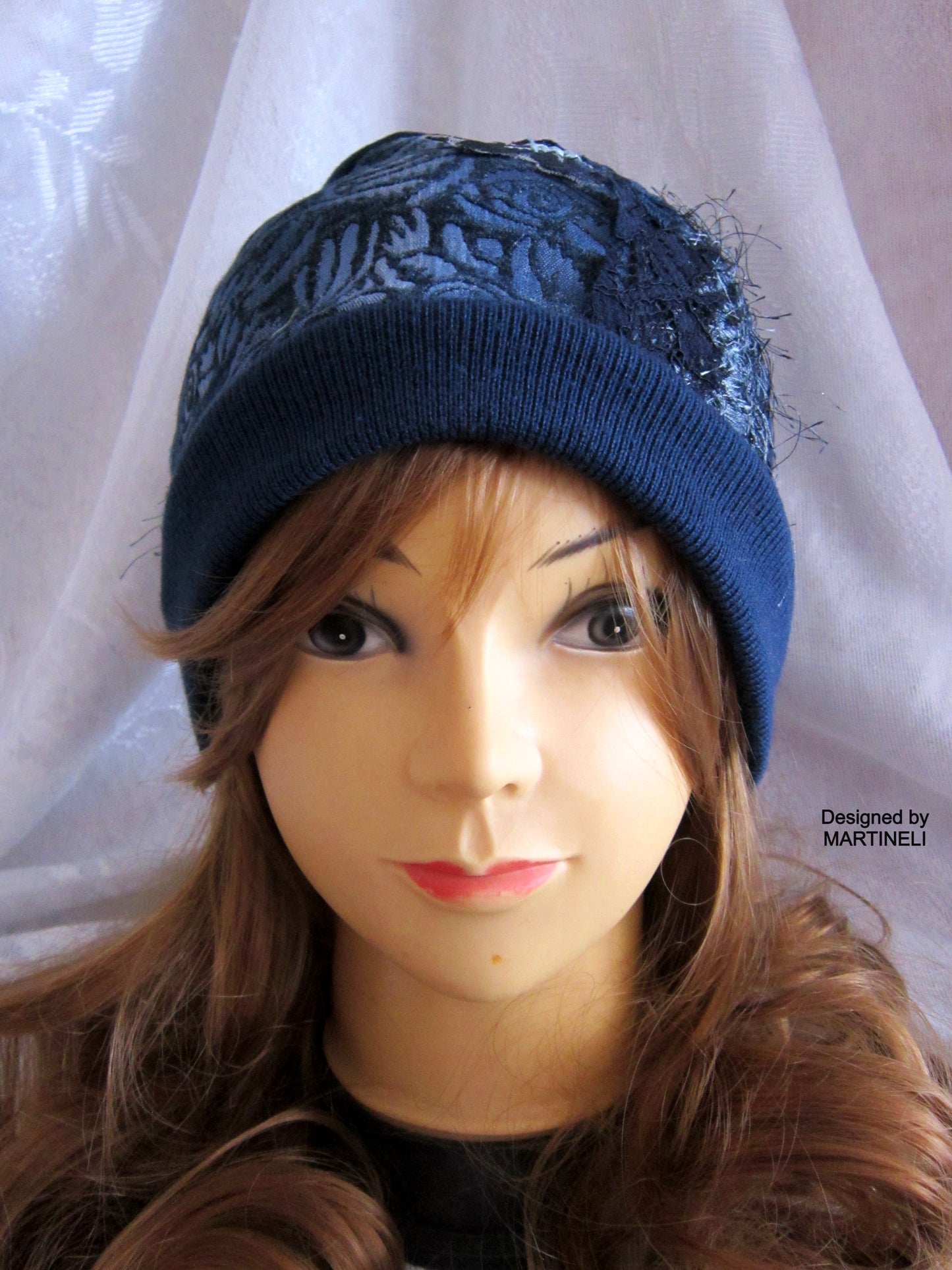 Beanies for Women,Blue Denim Beanie,Warm Winter Hat