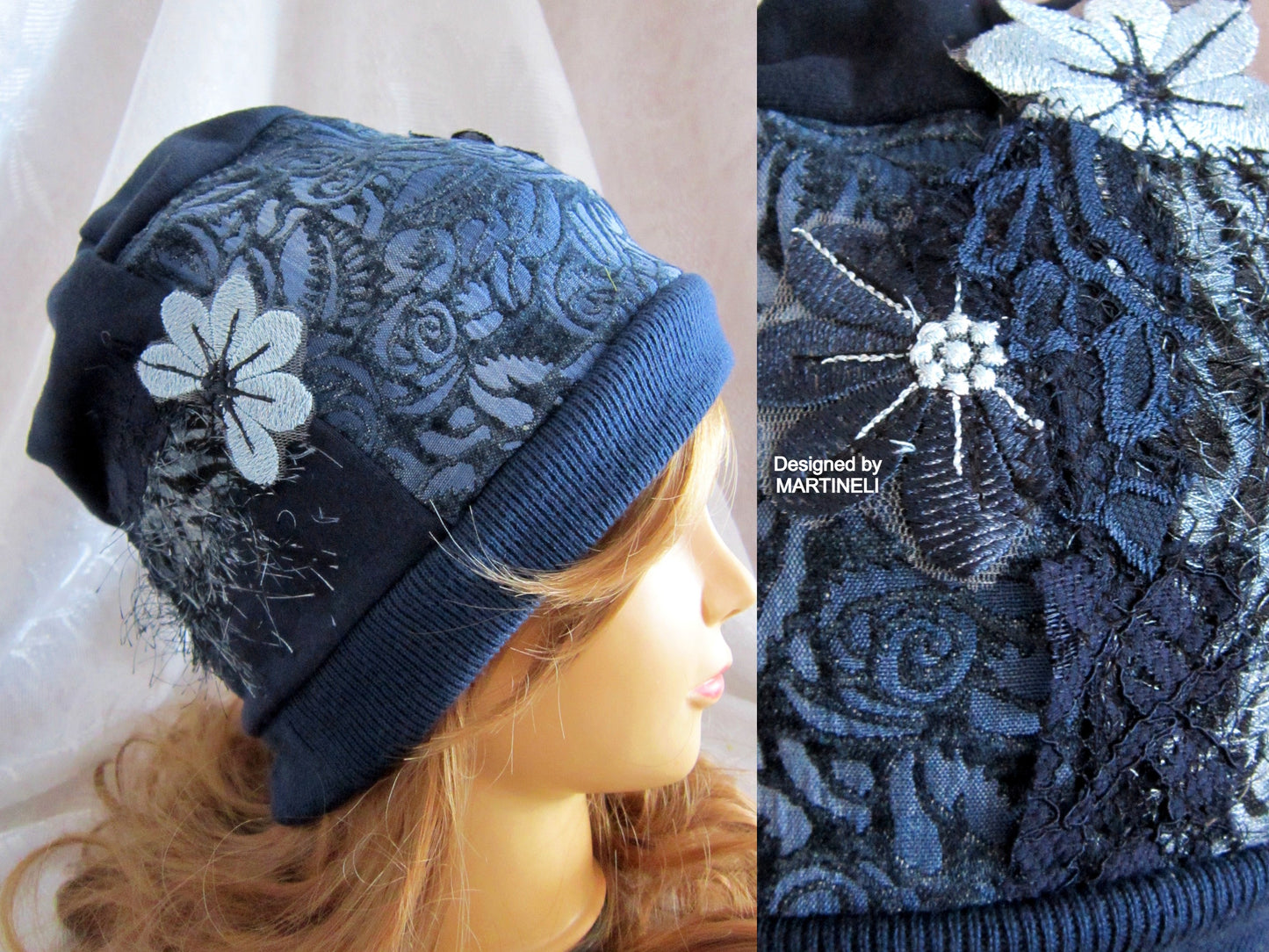 Beanies for Women,Blue Denim Beanie,Warm Winter Hat
