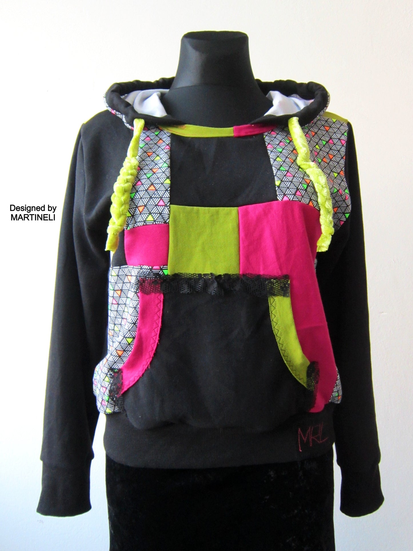 Long Sleeves Hoodie for Women,M/L Patchwork Hooded Top