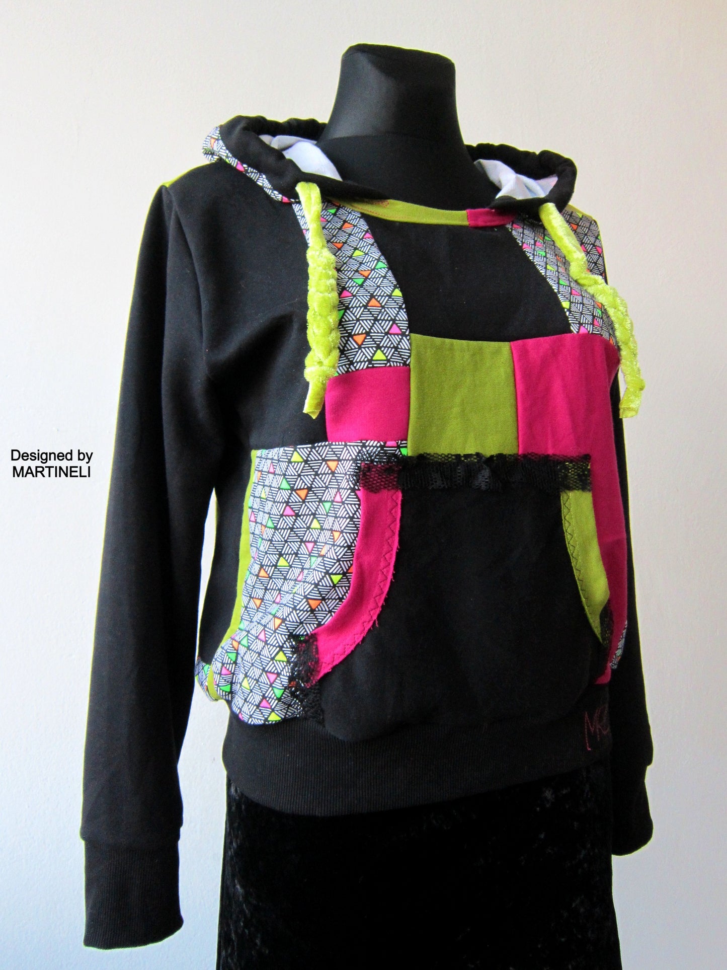 Long Sleeves Hoodie for Women,M/L Patchwork Hooded Top