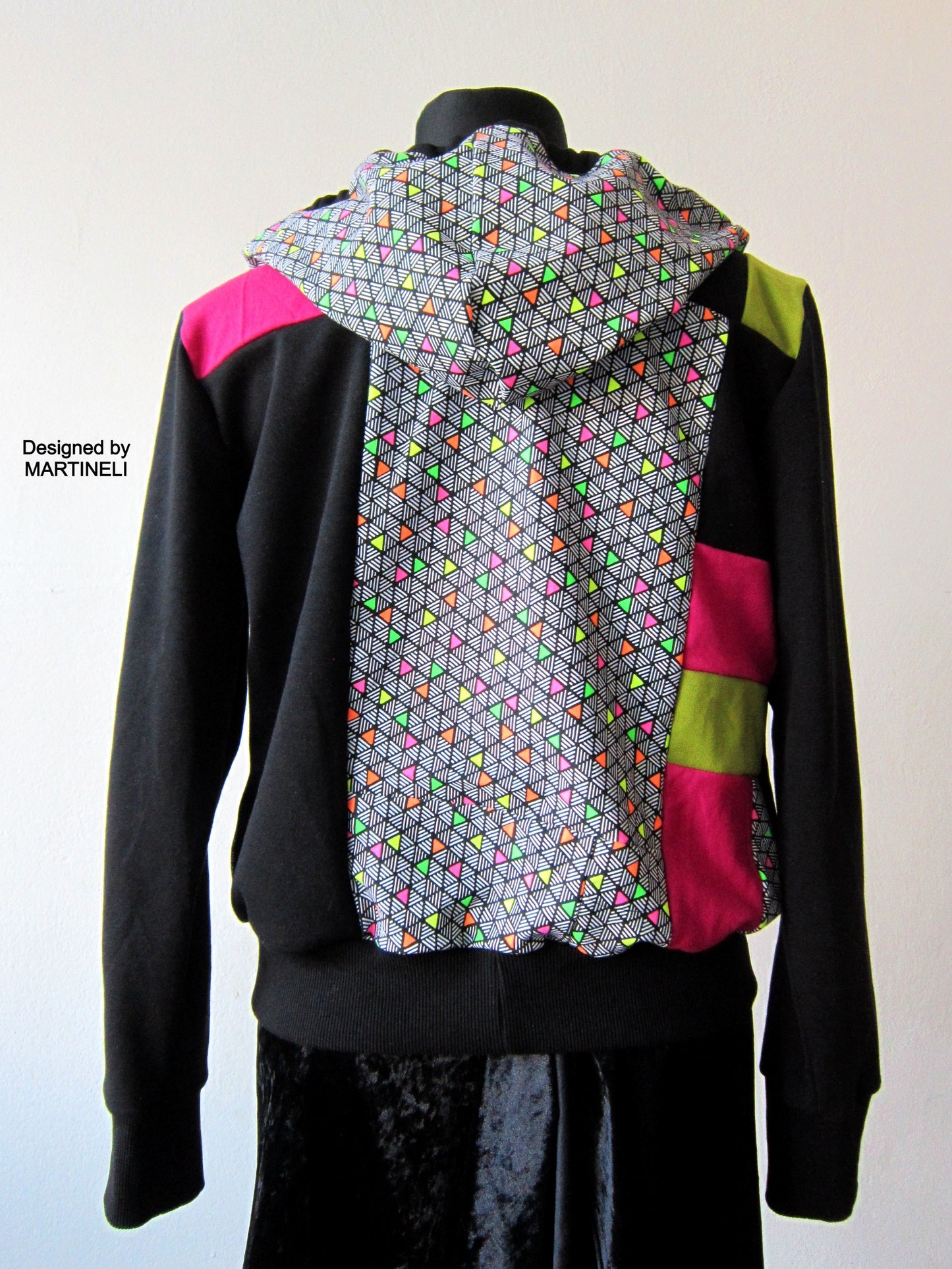 Long Sleeves Hoodie for Women,M/L Patchwork Hooded Top