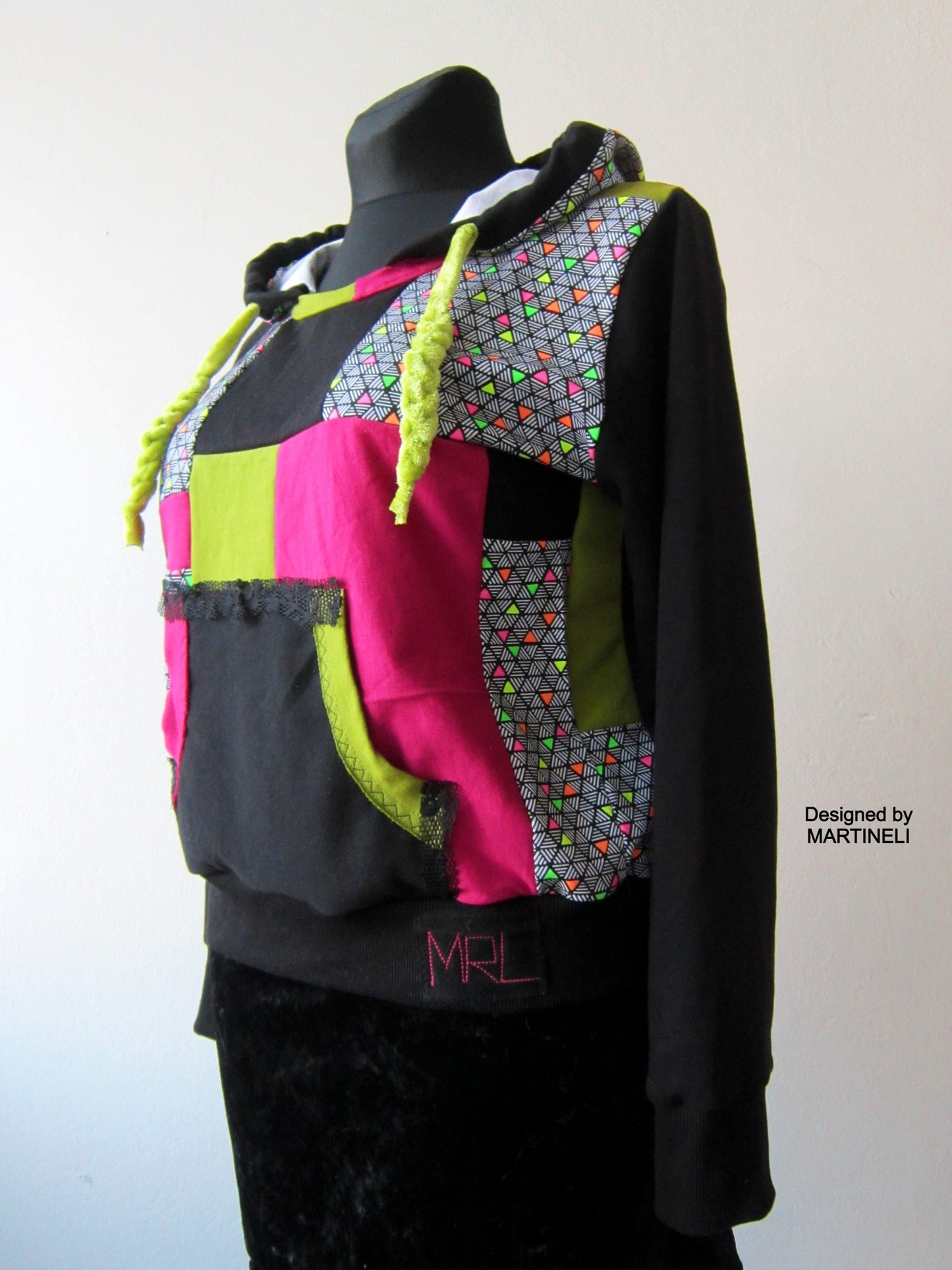 Long Sleeves Hoodie for Women,M/L Patchwork Hooded Top