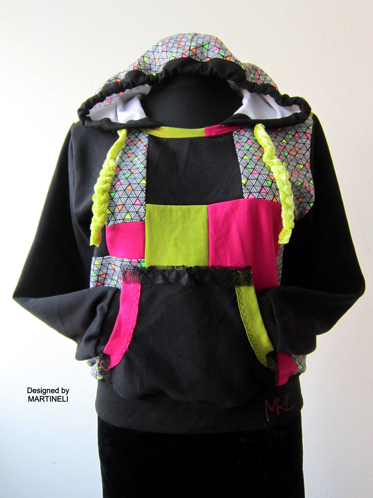 Long Sleeves Hoodie for Women,M/L Patchwork Hooded Top