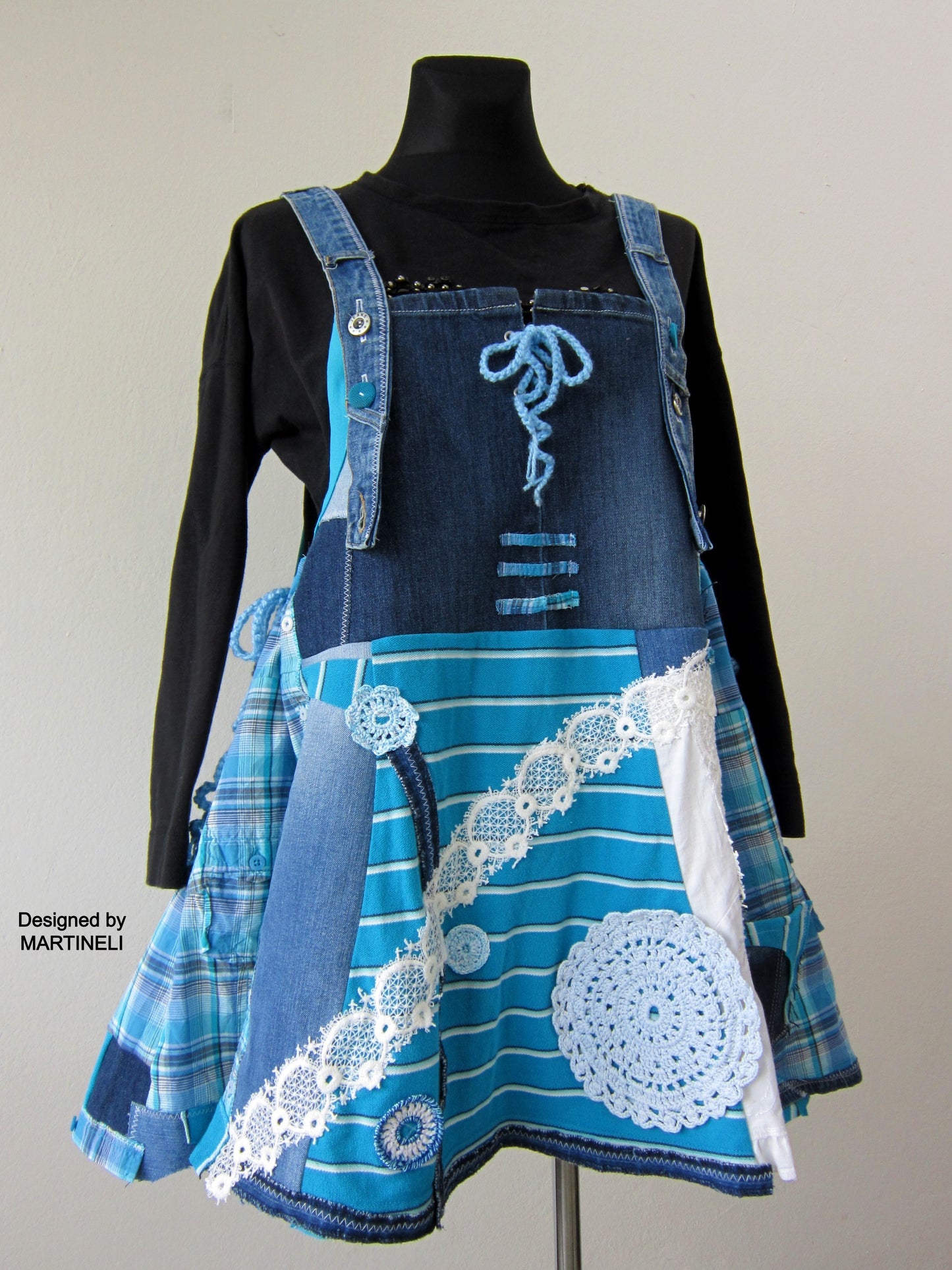 Plus Size Denim Jumper Dress,XL/2XL Dungarees Dress