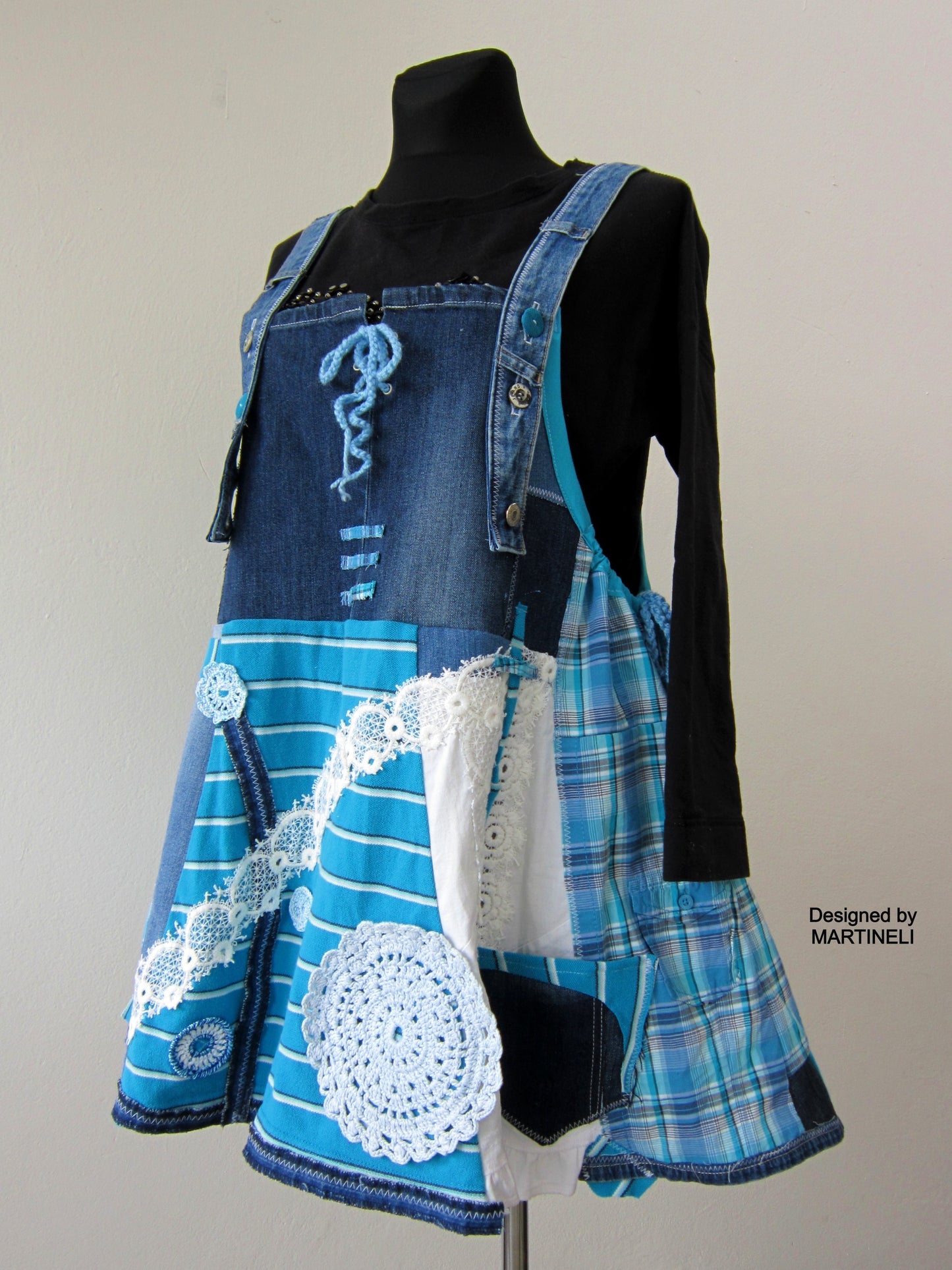 Plus Size Denim Jumper Dress,XL/2XL Dungarees Dress