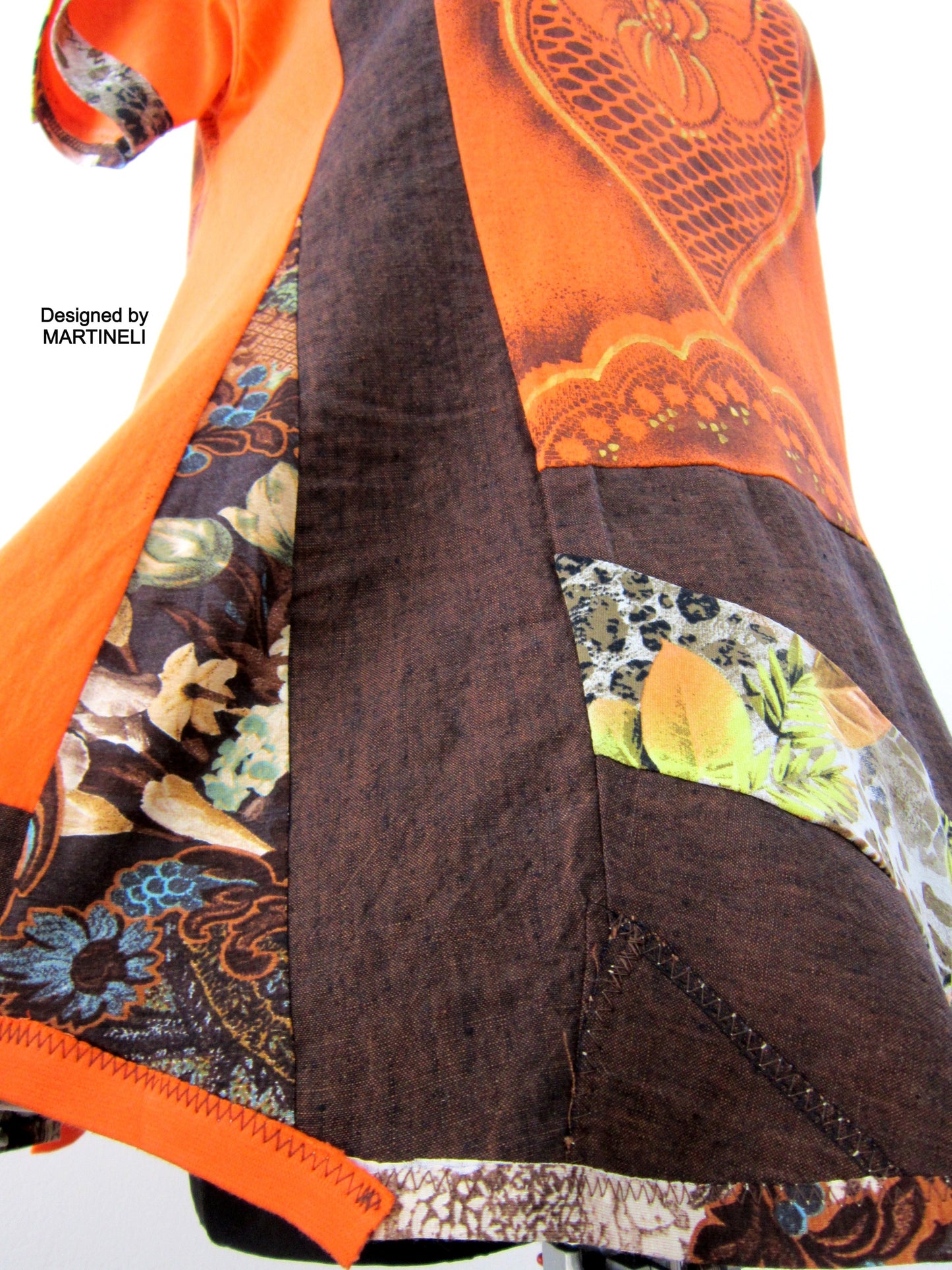 Short Orange Dress,M/L Summer Linen Tunic Top for Women