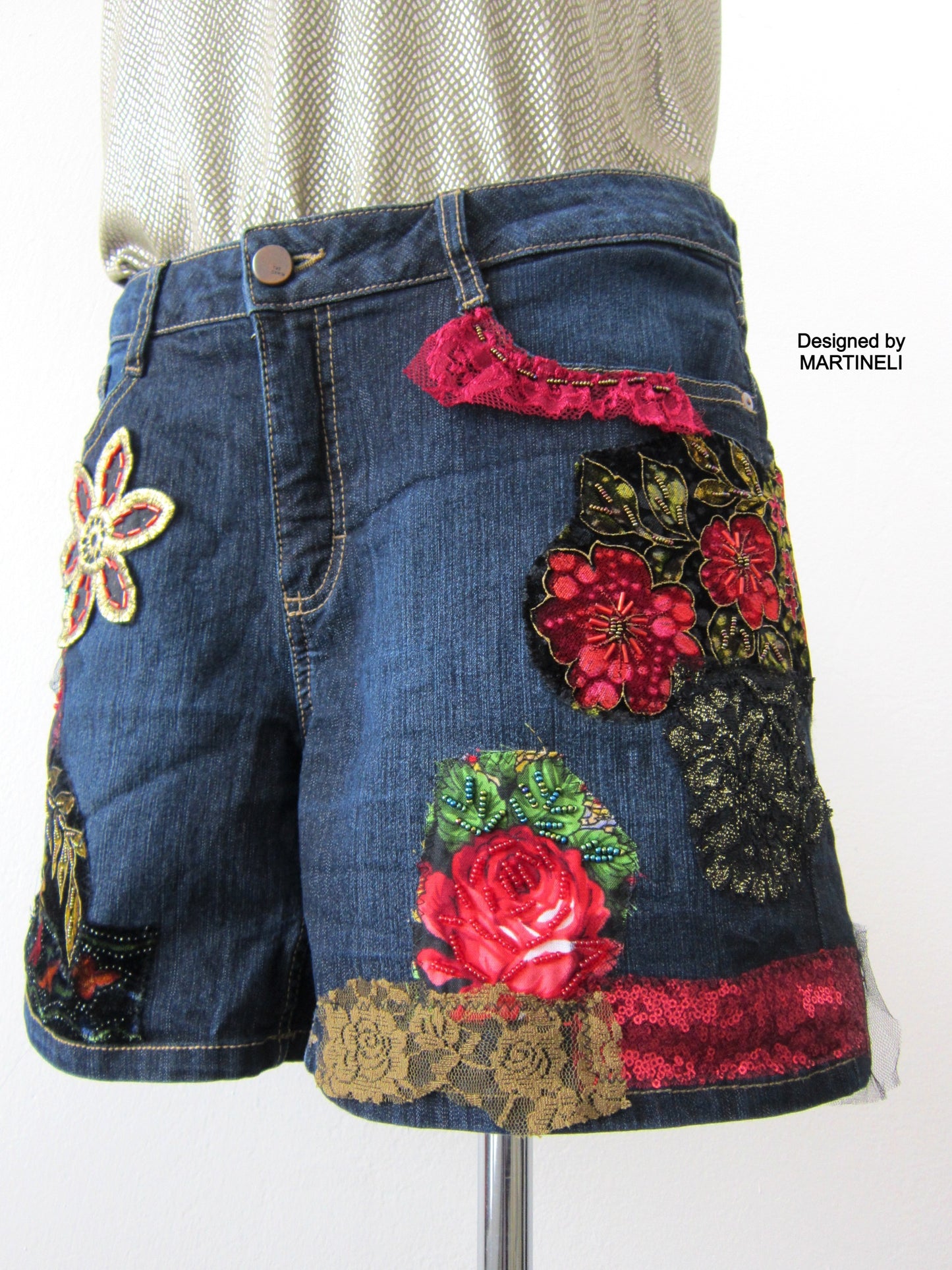Women`s Denim Shorts,Summer Jean ShortsM/L Upcycled Clothing for Women