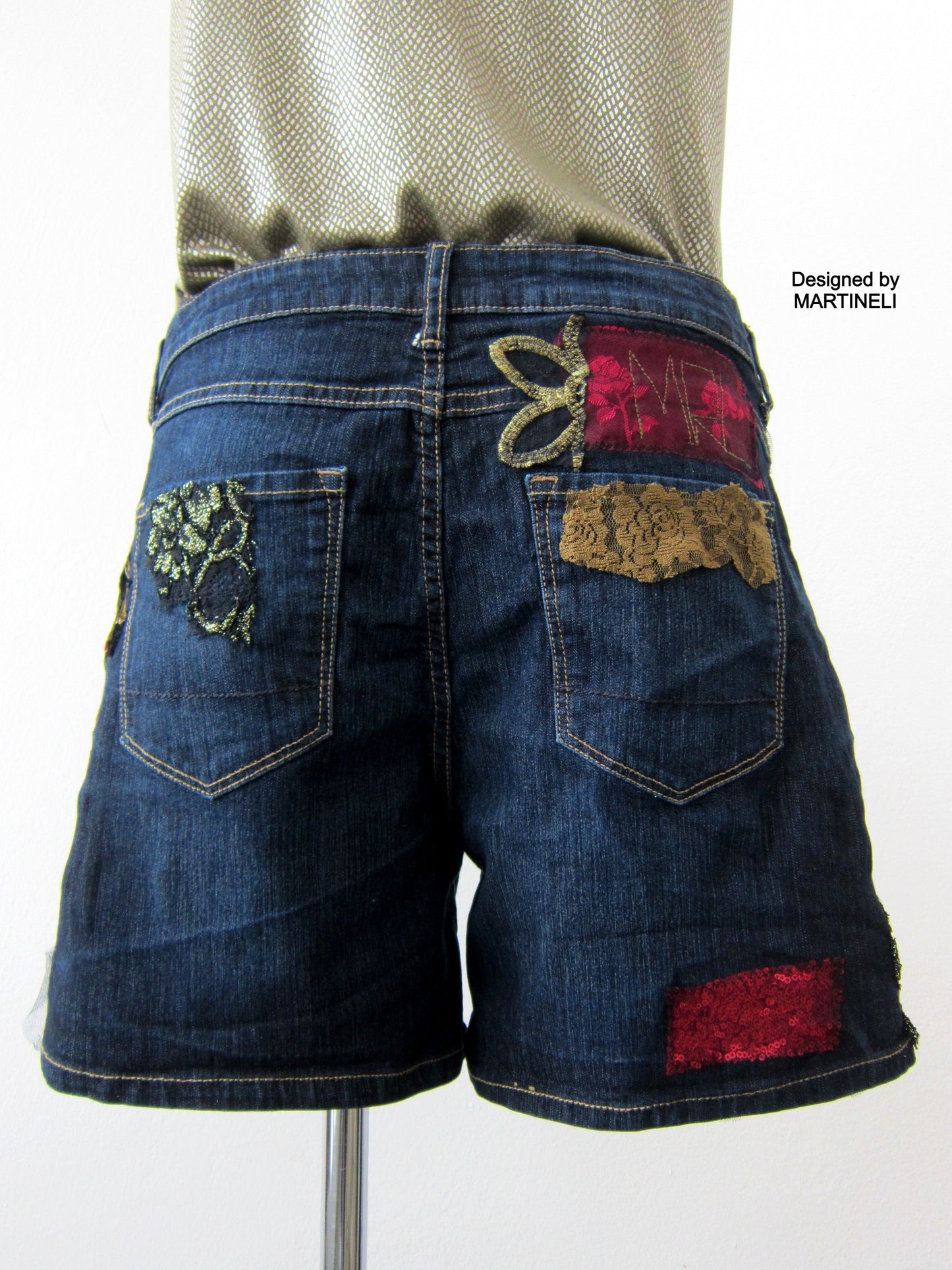 Women`s Denim Shorts,Summer Jean ShortsM/L Upcycled Clothing for Women