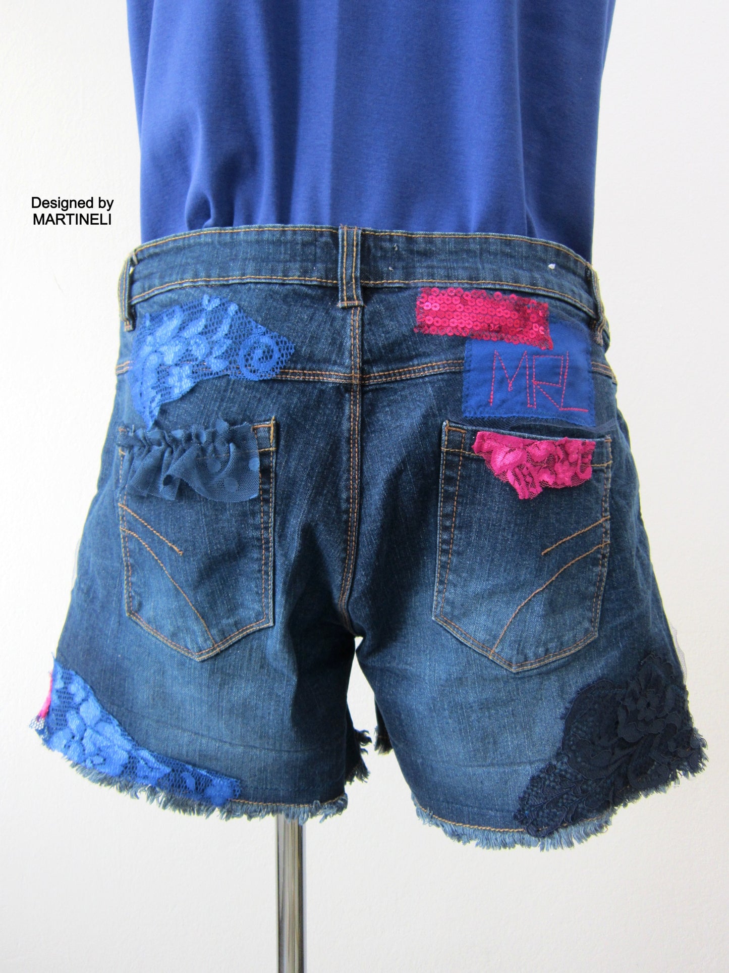 Embroidered Denim Shorts M/L Boho Style Denim Pants