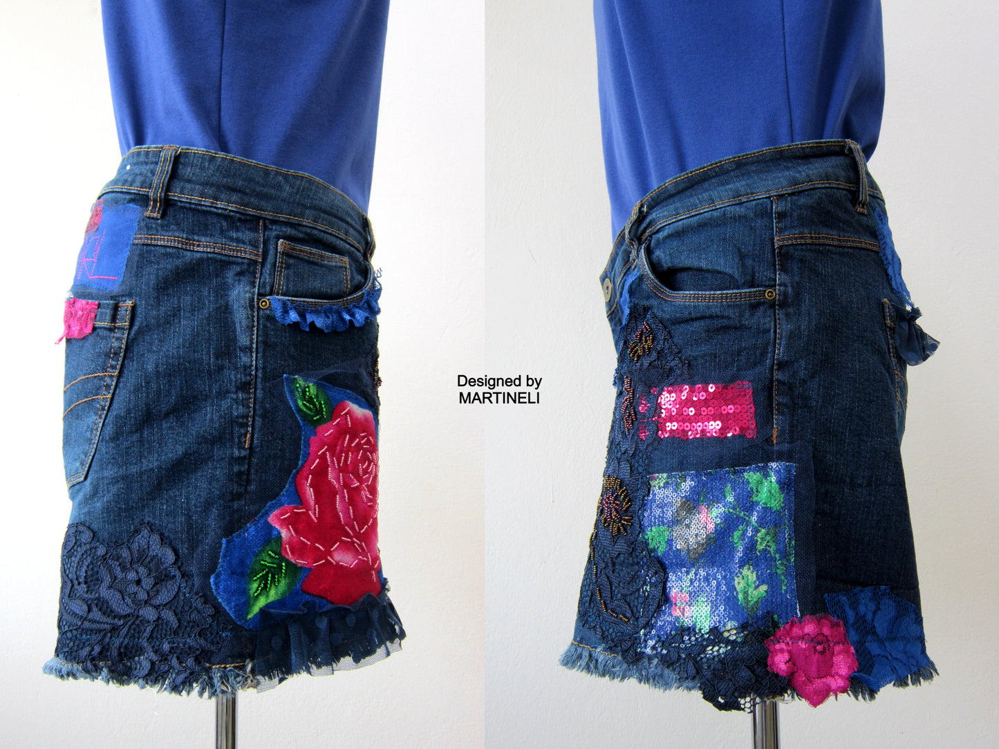 Embroidered Denim Shorts M/L Boho Style Denim Pants