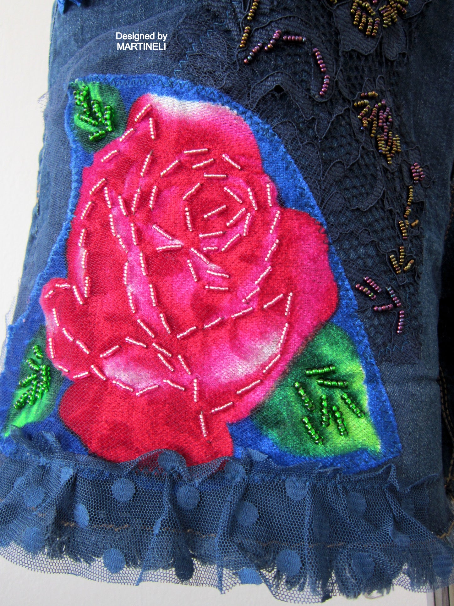 Embroidered Denim Shorts M/L Boho Style Denim Pants