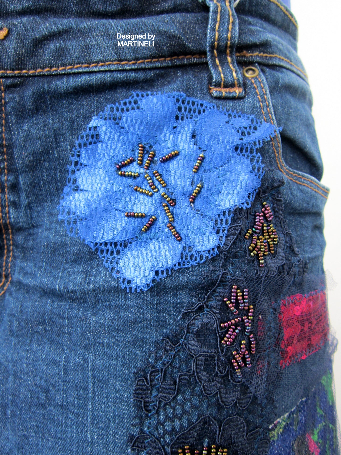 Embroidered Denim Shorts M/L Boho Style Denim Pants