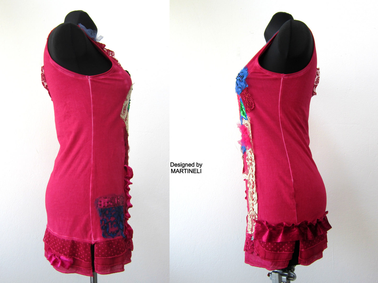 Pink Sleeveless Tank Dress,S size Short Summer Floral Dress