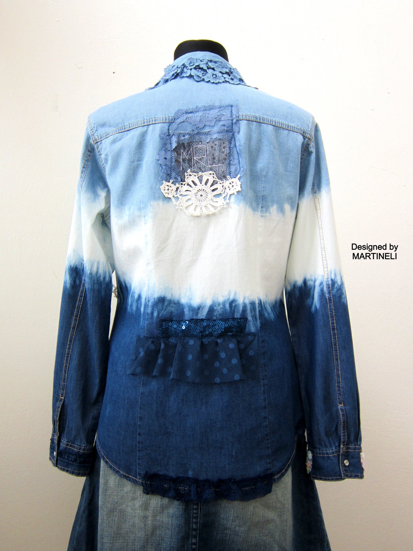 Long Sleeve Denim Shirt for Women,M/L Embroidered Shirt