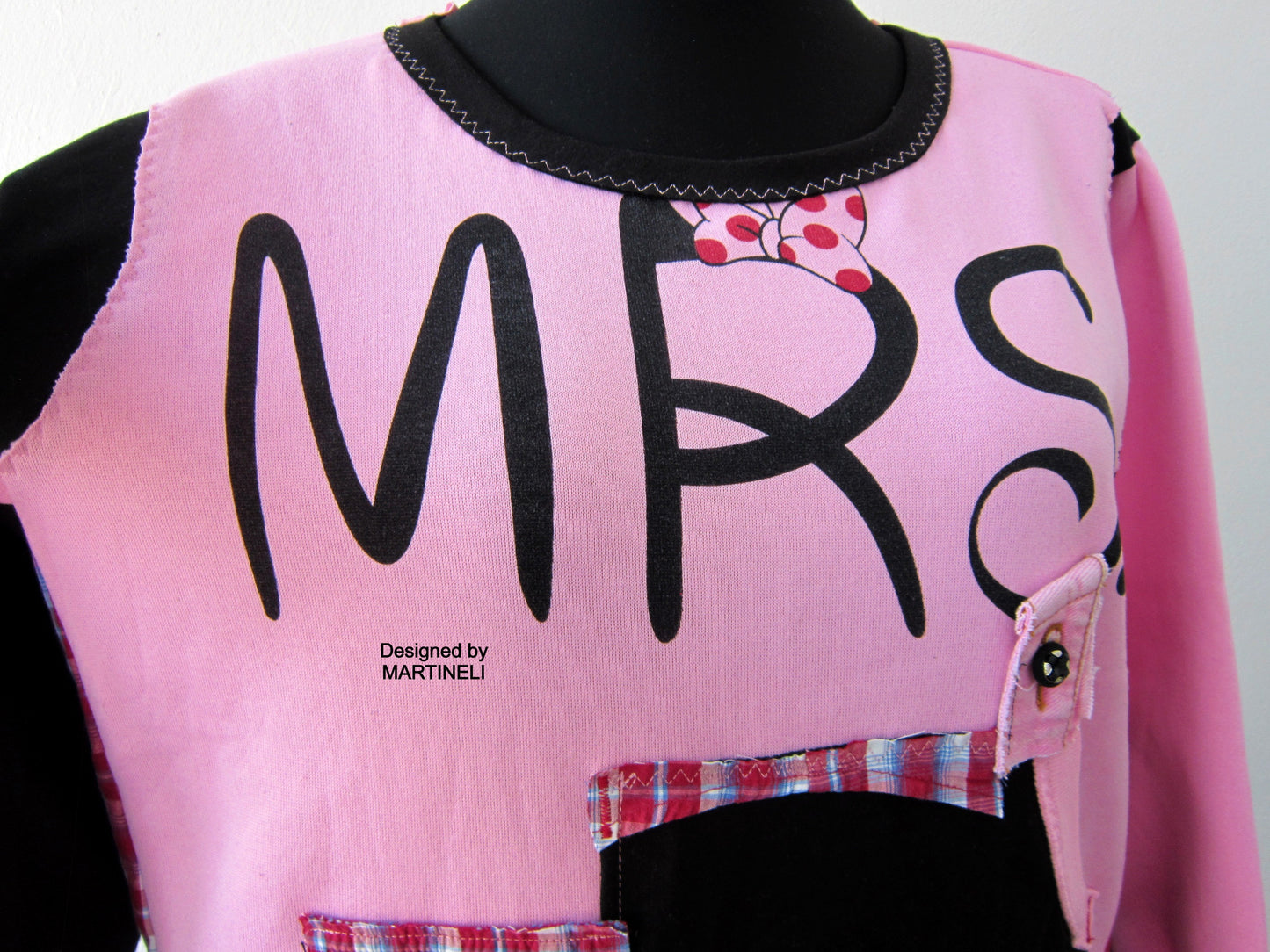 Plus Size 2XL Upcycled Pink Cotton Sweatshirt Dress