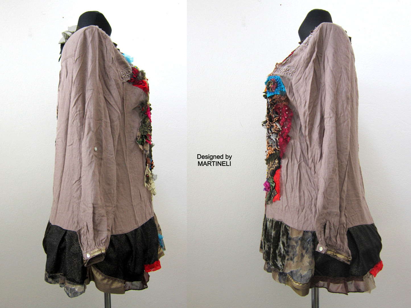 Long Sleeves Embroidered Shirt Dress,XL Boho Hippie Summer Dress