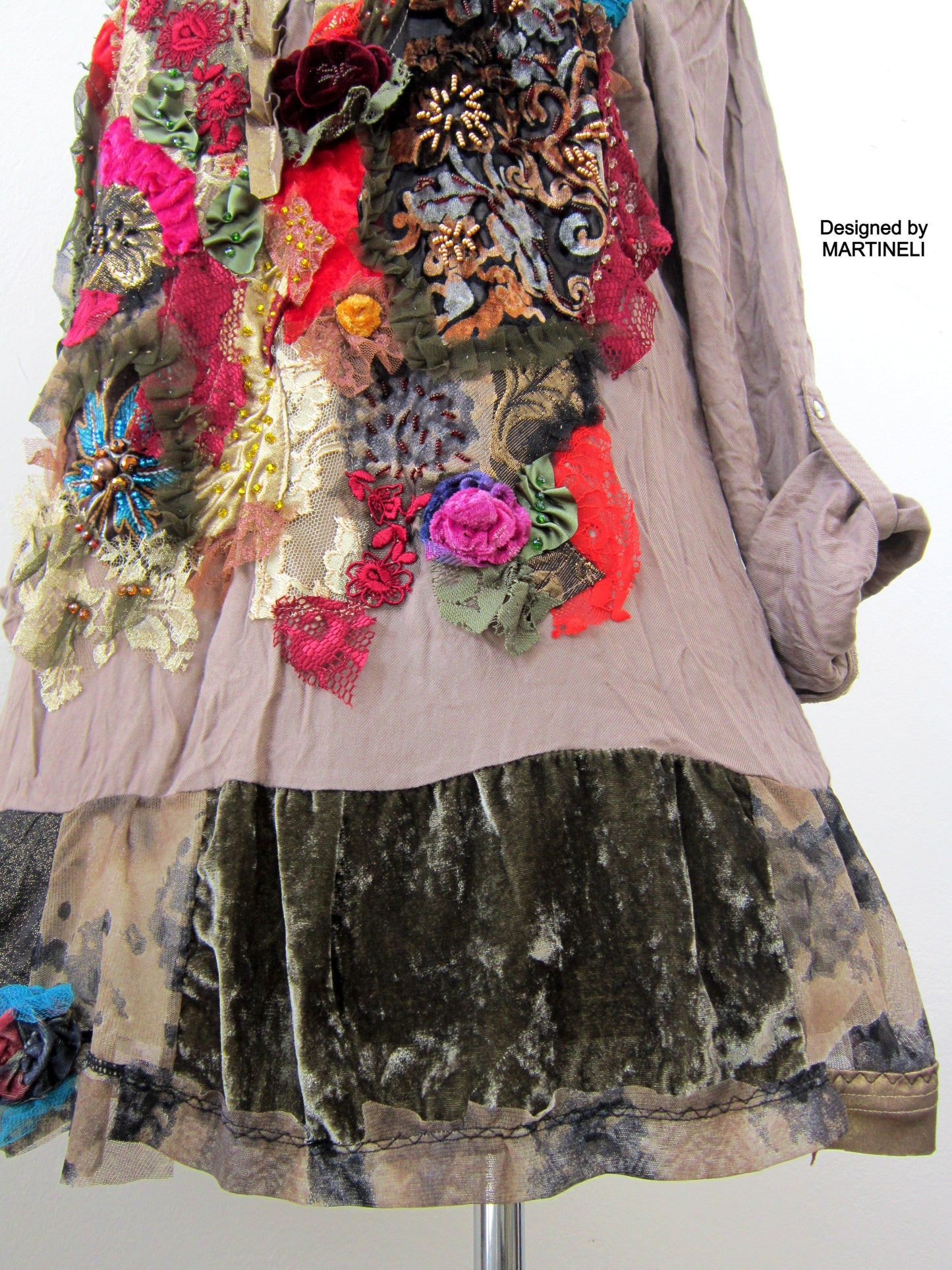 Long Sleeves Embroidered Shirt Dress,XL Boho Hippie Summer Dress