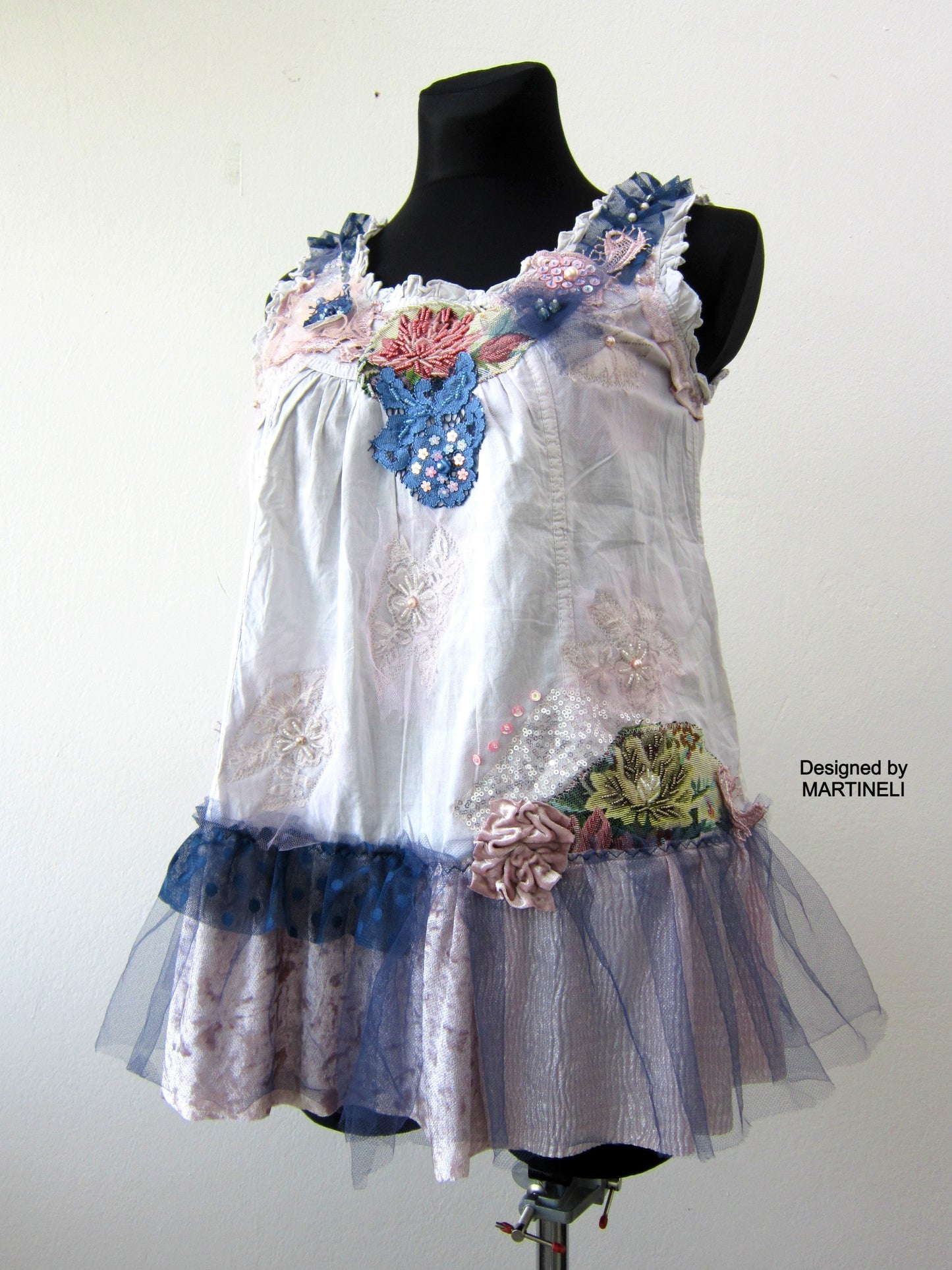 Sleeveless Summer Top,M Boho Chic Shirt Dress