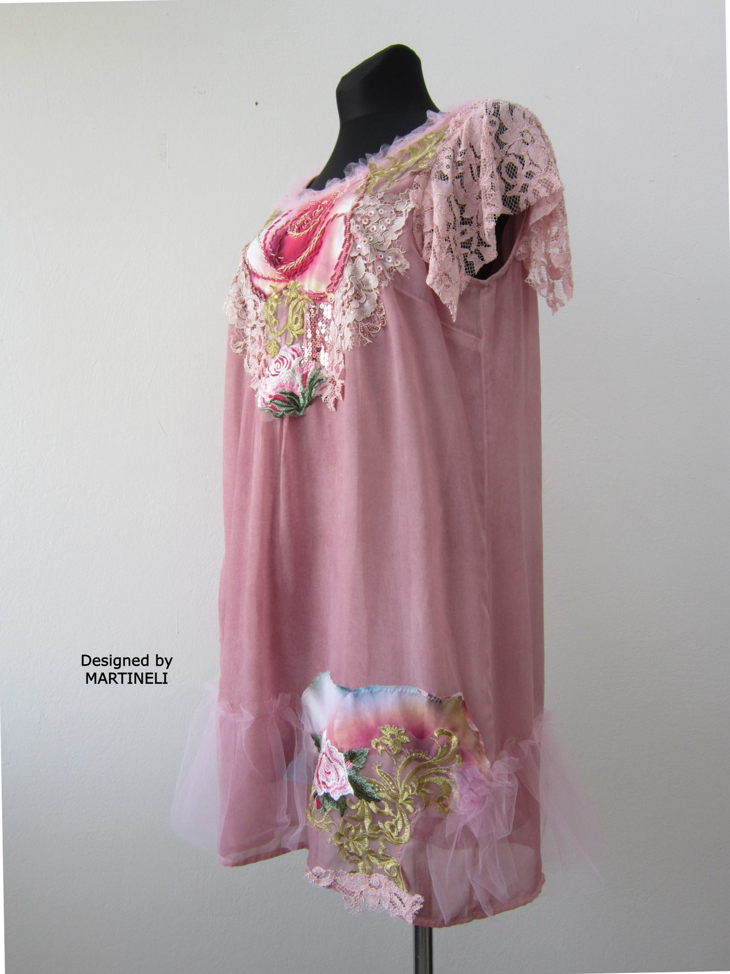 Pink Summer Dress for Women,Boho Embroidered Midi Dress