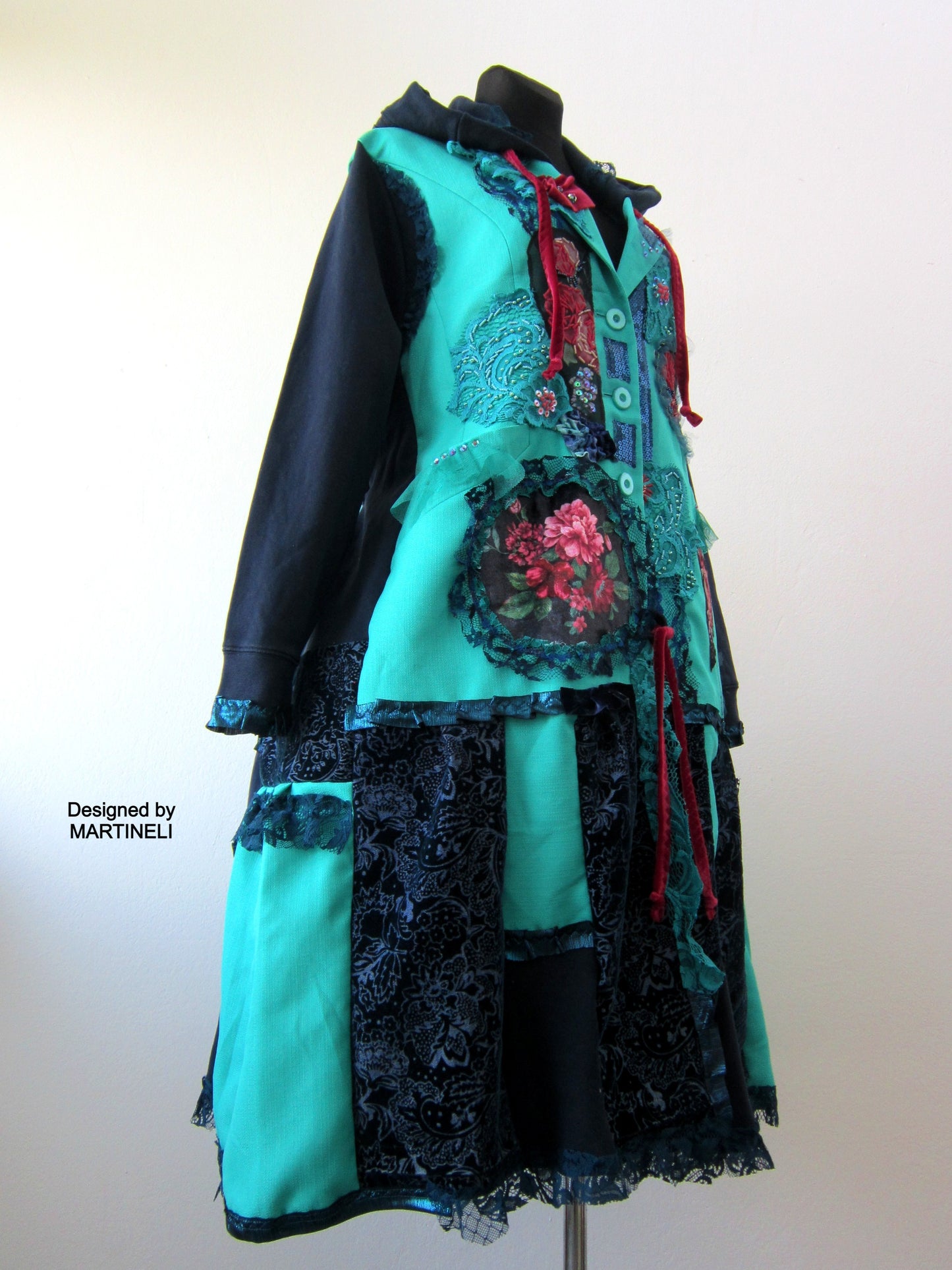 Plus Size Hooded Coat,3XL Turquoise Coat,Long Sweatshirt Coat