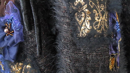 Black Knit Cardigan,XL Boho Style Embroidered Cardigan Dress