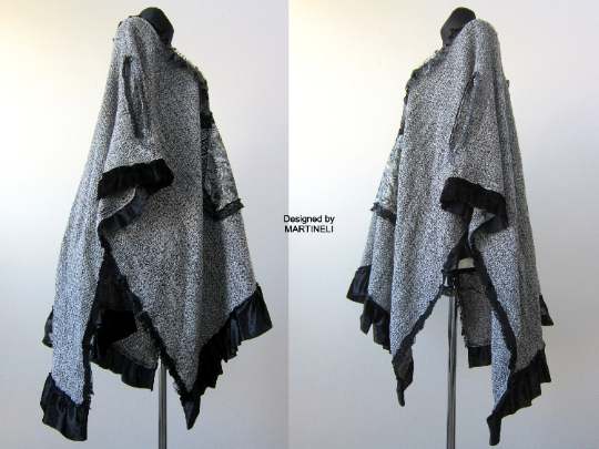 Gray Cotton Cape,Boho Chic Embroidered Poncho