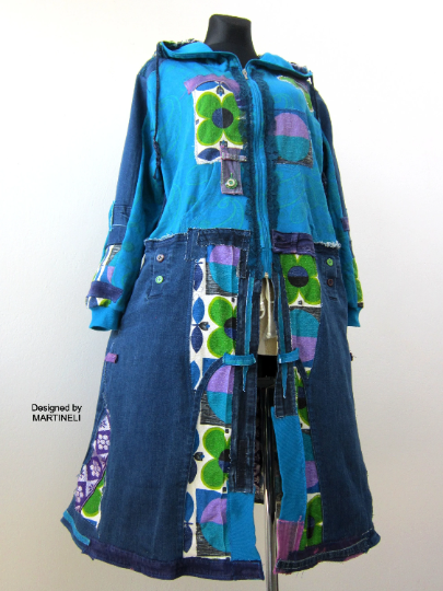Plus Size Hooded Coat,3XL Long Denim Hooded Coat for Women