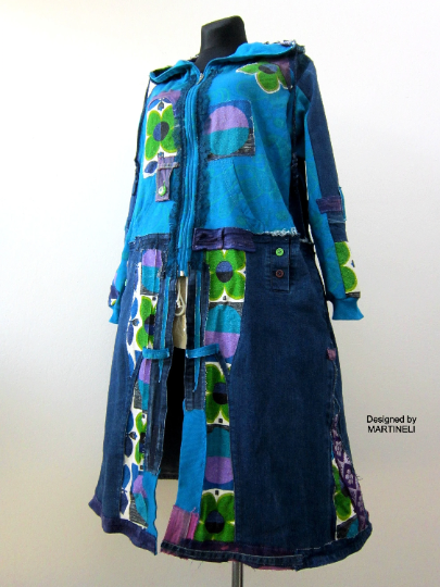 Plus Size Hooded Coat,3XL Long Denim Hooded Coat for Women