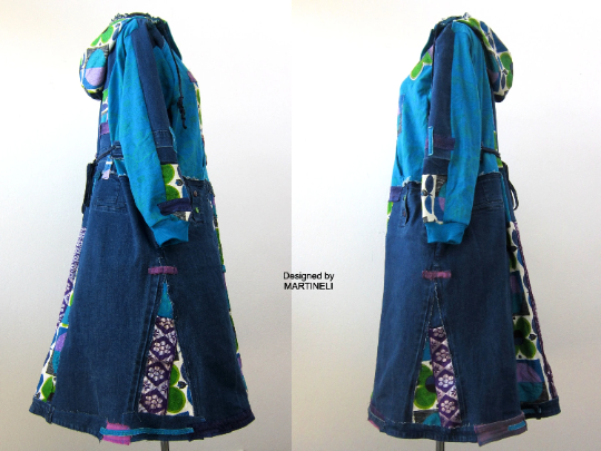 Plus Size Hooded Coat,3XL Long Denim Hooded Coat for Women