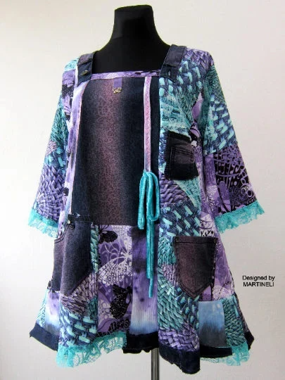 Plus Size Denim Dress,3XL Turquoise for Women