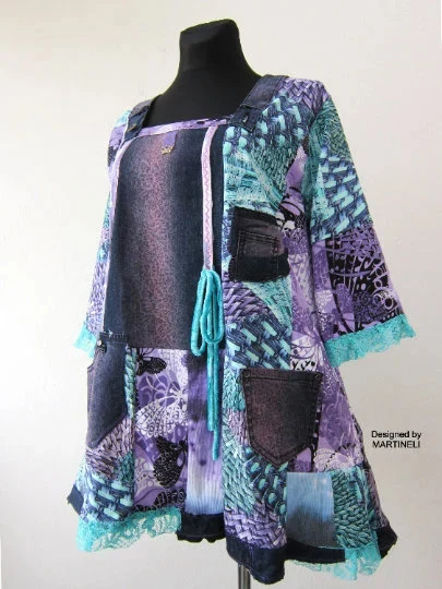 Plus Size Denim Dress,3XL Turquoise for Women