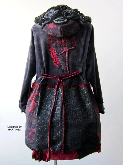 Plus Size Gray Velvet Hooded Sweatshirt Dress,2XL Upcycled Oversized Patchwork Denim Hoodie