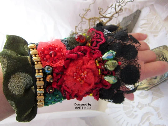 Gypsy Cuff Bracelet,Bohemian Lace Wrist Wrap Bracelet