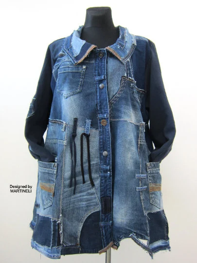 Plus Size Long Denim Coat,3XL Spring Denim Coats for Women