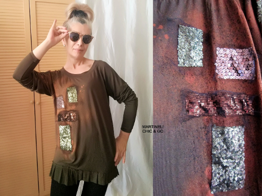 Khaki Green Embroidered Top,M Casual Woman Top