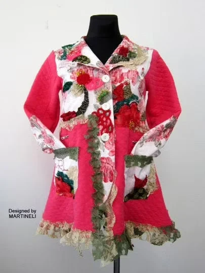 Pink Floral Jacket S Boho Embroidered Jacket for Women