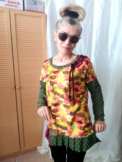 Long Sleeves T-Shirt Dress,M Boho Chic Tunic Dress