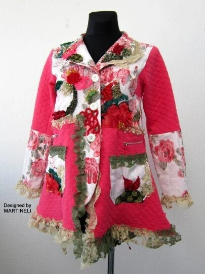 Pink Floral Jacket S Boho Embroidered Jacket for Women