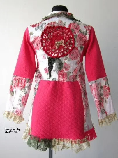Pink Floral Jacket S Boho Embroidered Jacket for Women
