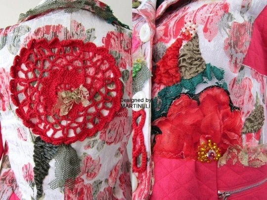 Pink Floral Jacket S Boho Embroidered Jacket for Women