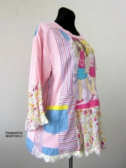 Plus Size Pink Dress,3XL Maxi Summer Tunic Top