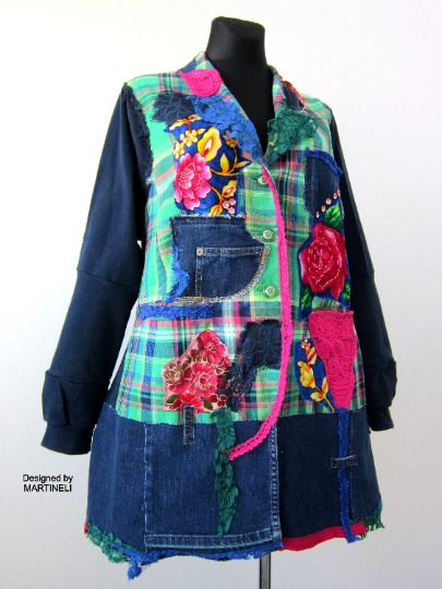Plus Size Denim Jacket Coat for Women 3X Patchwork Denim Sweatshirt Jacket
