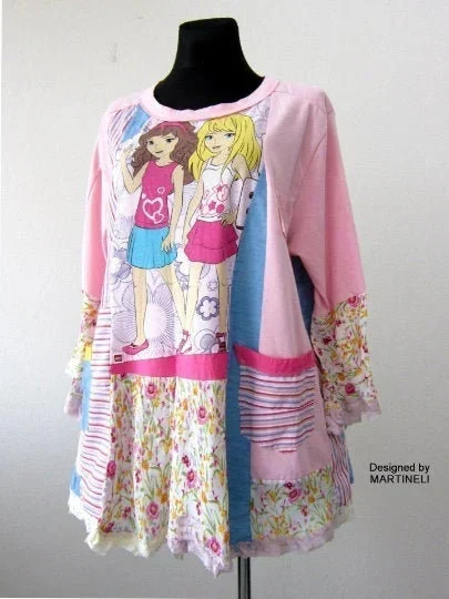 Plus Size Pink Dress,3XL Maxi Summer Tunic Top