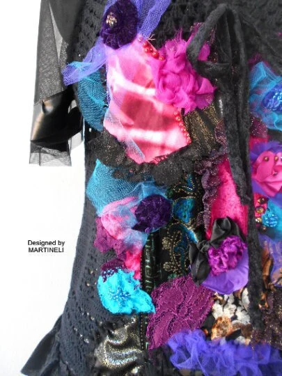 Black Knit Top,L/XL Embroidered Top
