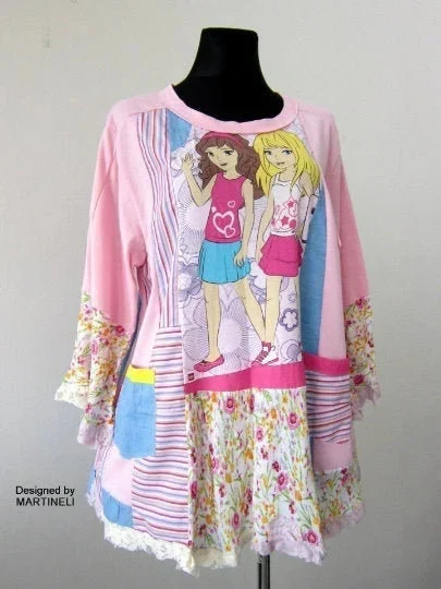 Plus Size Pink Dress,3XL Maxi Summer Tunic Top