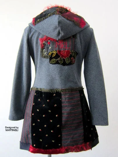 Hooded Sweatshirt Dress,S/M Gray Hoodie Dress