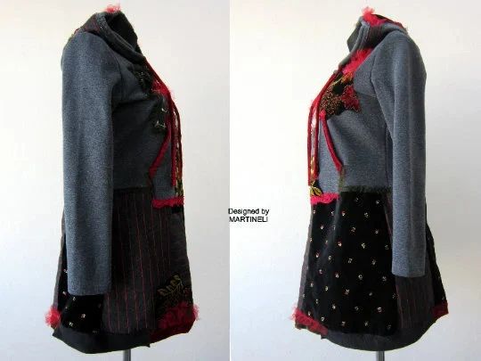 Hooded Sweatshirt Dress,S/M Gray Hoodie Dress
