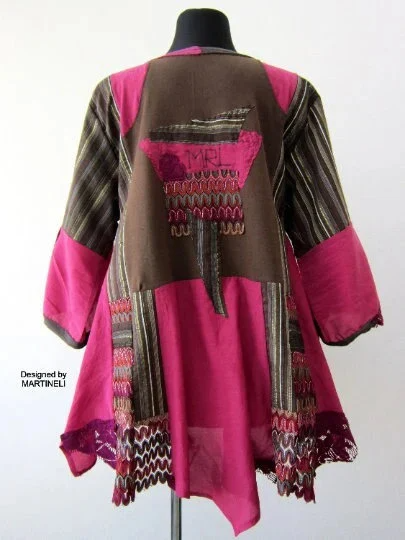 Plus Size Pink Striped Shirt Dress,XL/2XL Upcycled Clothing For Women