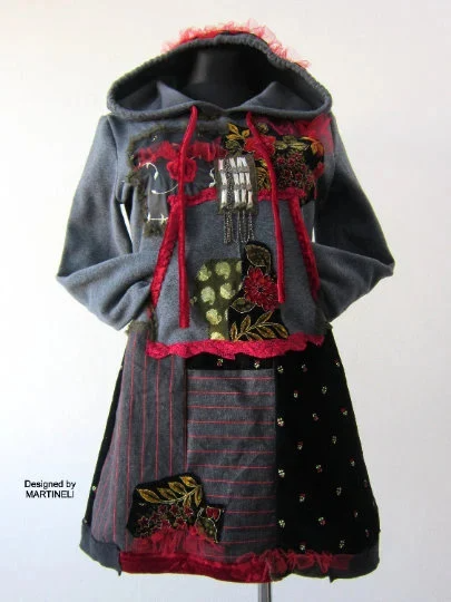 Hooded Sweatshirt Dress,S/M Gray Hoodie Dress
