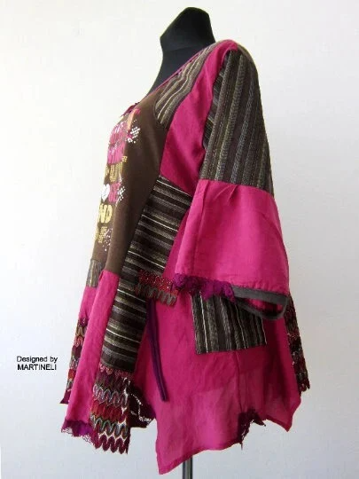 Plus Size Pink Striped Shirt Dress,XL/2XL Upcycled Clothing For Women
